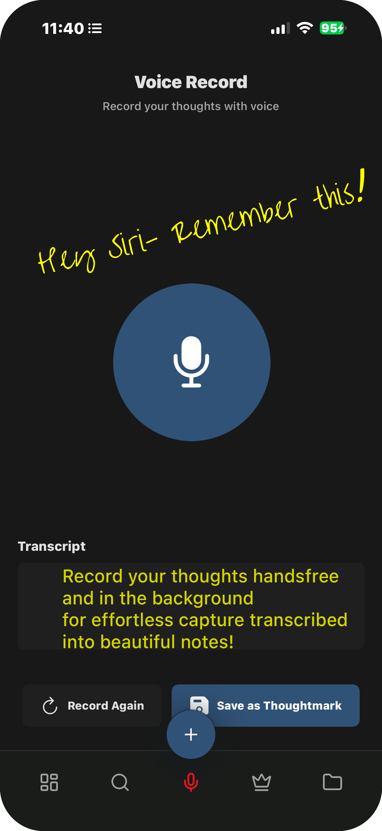 Voice-to-text capture in action